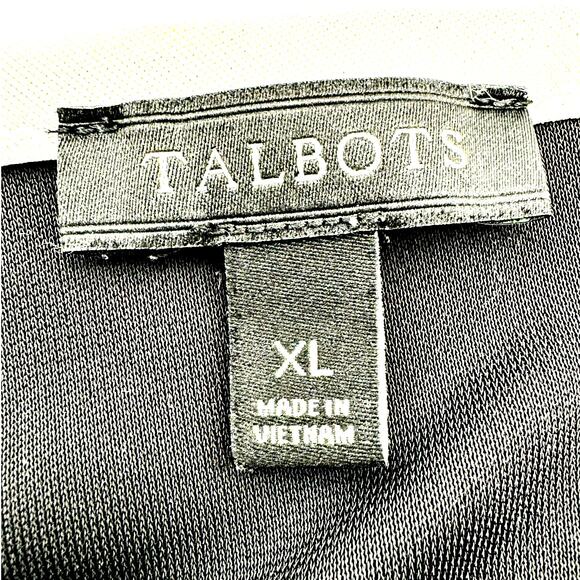 TALBOTS Women's XL Black White Tie 3/4 Sleeve‎ Sheath Dress Professional Stretch - Picture 5 of 8